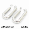 Pendientes de acero de titanio plateado en forma de U, 44x20x6mm, con acabado pulido - Estilo B Pendientes huecos largos en forma de U (KE110519-KFC) / Color acero