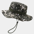 Detail of tactical boonie hat featuring digital camouflage, air vents and chin strap - M (56-58cm) / Army Green Digital Camouflage (6#)