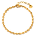 Bracciale dorato con maglie ovali in acciaio inossidabile con chiusura e estensione - Bracciale a Catena con Grani Ovali (SAK709)