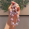 DIY acrylic keychain featuring purple gradient beads and a large translucent butterfly bow - Purple Bow