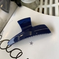 Macro detail of the glossy dark blue hair claw clip highlighting its smooth resin finish - Sapphire Blue