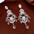 Sparkling crystal flower drop earrings with rhinestones and teardrop pendants in silver - Silver Earring Post-Silver-Flower(1#)