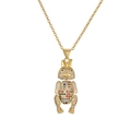 Collana con ciondolo a coniglio placcata in oro con zirconi cubici colorati per donna - Colorato