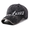 Berretto da baseball vintage in cotone lavato nero con ricamo 3D bianco e visiera curva - Regolabile / Nero