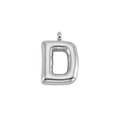 Detail shot of a silver puffy letter D pendant with a smooth balloon-inspired metallic finish - Silver Letter D
