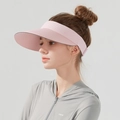 Rosa Sonnenblende mit breiter Krempe und graues UV-Schutzshirt für Outdoor-Sport - Große Größe / Kirschblütenrosa