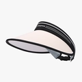 Pink wide-brimmed UV protection visor with black letter-printed elastic headband - Adjustable / Pink
