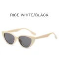 Occhiali da sole chic cat-eye con montura bianco riso e lenti nere fumo per donna - Montatura Bianco Sporco Lente Grigia