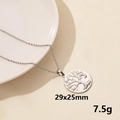 Collana in acciaio inossidabile argento con ciondolo Albero della Vita rotondo - Albero della Vita Tondo Argento (S616-S+N22-S)