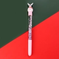 Penna natalizia con sabbie mobili glitterate viola e decorazione di renna bianca carina - Pupazzo di Neve/Cervo Bianco (Stile 3)