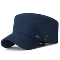 Berretto militare blu navy in cotone con distintivo SPORT in metallo e ricamo - Blu navy