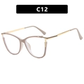 Cat eye glasses frames in khaki with gold metal temples, stylish C12 variant for women - Matte Gray