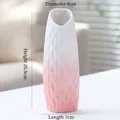 Minimalist white and pink gradient ceramic vase with 3D wave texture for home decor - Lianyi (Pink) 21cm