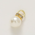 Mini round pearl pendant with gold crystal link for Chinese wedding candy gift box - Pearl