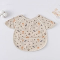 Short sleeve khaki baby bib with tiger print, roar text, and catch-all pocket - (super Soft) Shawl - Leopard Print Tiger / One Size