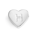 Silver stainless steel heart charm with letter H engraving for DIY jewelry - Letter H (Silver)