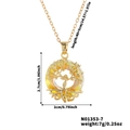 Hollow Tree of Life necklace with bright yellow crystal pendant in gold finish - Amber/Champagne