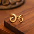Minimalist double layer golden stainless steel open ring with celestial moon and star motif - Double Ring Cross / Gold