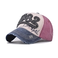 Vintage gewaschene 1962 Baseballkappe mit Stickereien und abgenutztem Denim-Schirm - Verstellbar / 1962 Navy und Weinrot Patchwork