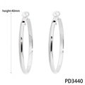 Polierte große Creolen aus Edelstahl in Silber, 40mm Höhe, Modellnummer PD3440 - 40mm (PD3440) / Silber