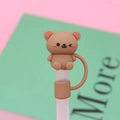 Brown bear soft silicone straw cover for 7-10mm Stanley tumbler straws - Brown Bear / 10mm