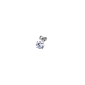 Detailed close-up of a silver titanium steel stud earring with a four-claw set clear zircon - 7mm / Steel / Sold Individually (1 Piece)
