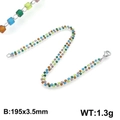Bracciale bohémien in acciaio al titanio con perline quadrate colorate e chiusura a moschettone - Stile Perline Quadrate Multicolore Miste (KB130355-Z)