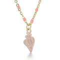 Collana in acciaio al titanio dorato con ciondolo a conchiglia e delicate perle rosa - Rosa