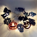 Halloween LED pumpkin bat skeleton string lights with battery box and warm glow - Halloween Mixed Shapes-Warm White