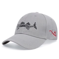 Casquette de baseball grise avec broderie arête de poisson et logo latéral en sergé - Réglable / Gris