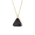 Titanium steel jewelry set featuring a gold chain with a black triangle crystal pendant - Gold Black Triangle Necklace (KN231975-K)