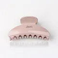 Elegant Morandi pink resin hair claw clip with Barrette LaFrance gold metallic lettering - Khaki Grey with Logo