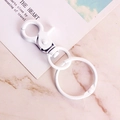White matte metal lobster clasp keychain with round ring DIY accessory part - White