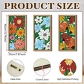 Set di 3 decorazioni murali floreali in legno boho con ganci metallici e stampa HD - Stile fiore colorato (Y24Y51260_Q)