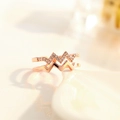 Macro shot of rose gold double-layer ring featuring wave-shaped bands and micro-set crystals - Rose Gold (J45)