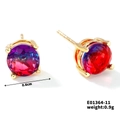 Minimalist 0.6cm round gradient crystal stud earrings with gold four-claw setting - Tri-color Gradient/Gold
