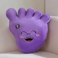 Soft purple big foot plush pillow with smiling face embroidery on white sofa chair - 50cm / Purple