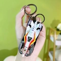 Miniature white Formula race car keychain with colorful racing graphics for kids - Alloy Racing Car - White