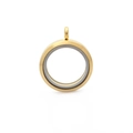Golden stainless steel locket pendant with transparent glass window for keepsakes - 30mm Gold Color - Screw Open