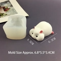 3D hamster silicone mold with finished white hamster craft for DIY soap and cake making - Lying Hamster Mold (Semi-transparent)