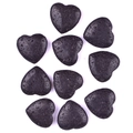 Set of 10 heart-shaped black volcanic stone ornaments with natural porous texture - Lava Stone