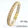 Zweifarbiges 12mm Edelstahl-Panzerarmband für Herren in Gold und Silber, 210mm Länge - Mattgold (Breite 12mm)