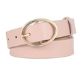 Cintura da donna in pelle PU rosa con fibbia ad ardiglione ovale dorata lucida - Rosa
