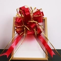 Detail of a large red and gold decorative bow ribbon for wedding car and gift wrapping - Ink Gold Edge Wine Red 10Pcs/Pack