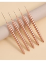 Dettaglio di 5 pennelli liner per nail art oro rosa con punte sottili professionali - 15mm / Oro