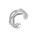 Macro detail of silver fluid line ear cuffs with a polished multi-layer wave design - Exquisite Wave Texture Style (VJ566 Platinum)