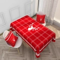 Mantel de Navidad a cuadros rojos y cojines a juego con diseño festivo de alce - 40*70cm / ZB032-4 (Mantel De Cuadros Rojos Cabeza De Ciervo Y Fundas De Almohada)