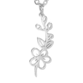 Silver floral镂空flower pendant necklace with delicate branches and leaf details - Steel Color Hawthorn