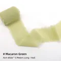 Frayed edge chiffon ribbon in macaron green, 4cm wide for gift and flower wrapping - Macaron Green / 4cm*5m/Roll