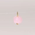 Pink pumpkin-shaped glass bead pendant with elegant gold metal ring and finish - Pink Lily of the Valley
